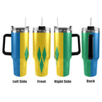 St Vincent Flag 40oz Tumbler with Black Handle - Conscious Apparel Store