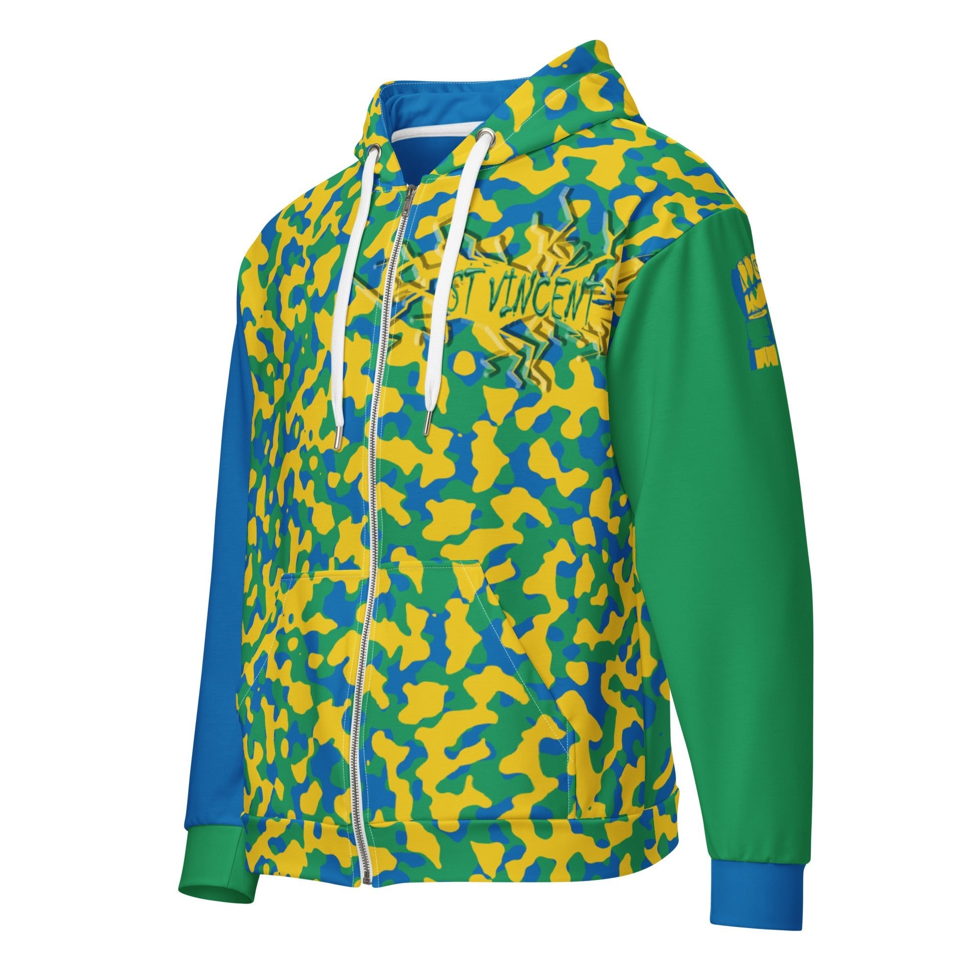 St Vincent Flag Camo Unisex zip hoodie - Conscious Apparel Store