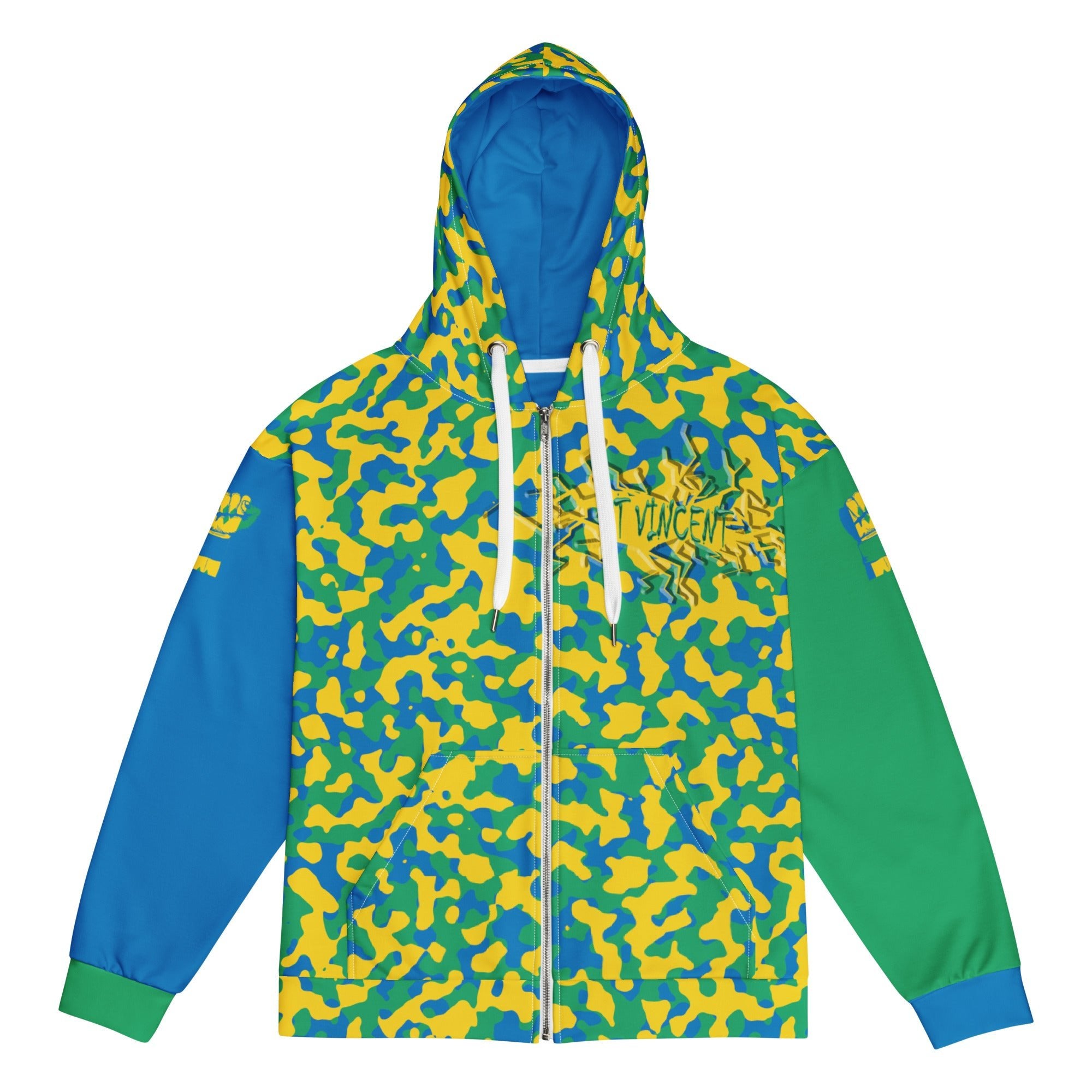 St Vincent Flag Camo Unisex zip hoodie - Conscious Apparel Store