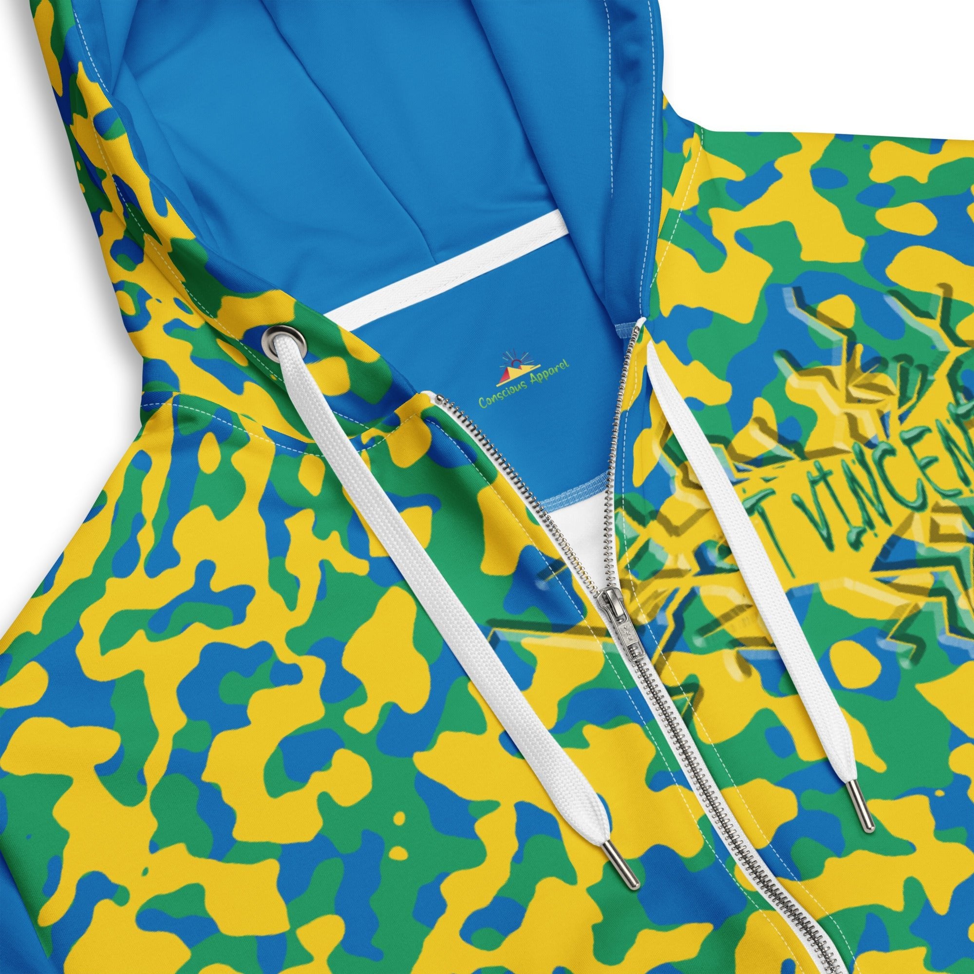 St Vincent Flag Camo Unisex zip hoodie - Conscious Apparel Store