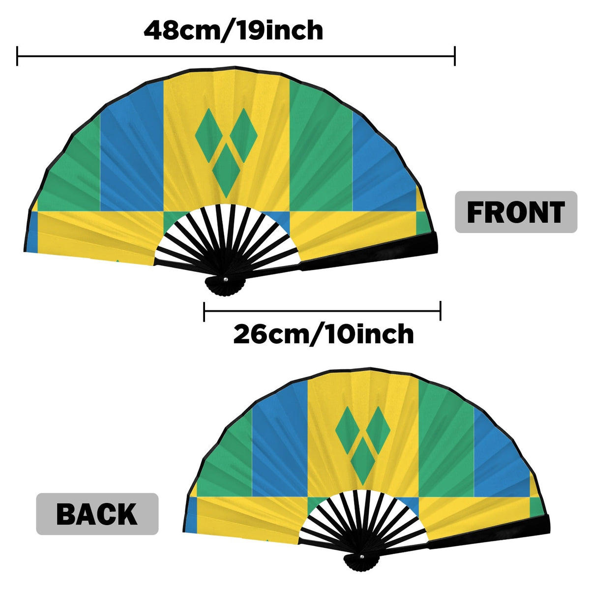 St Vincent Flag Double-Sided Custom Folding Fan - Conscious Apparel Store