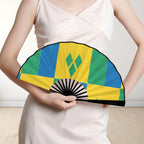 St Vincent Flag Double-Sided Custom Folding Fan - Conscious Apparel Store