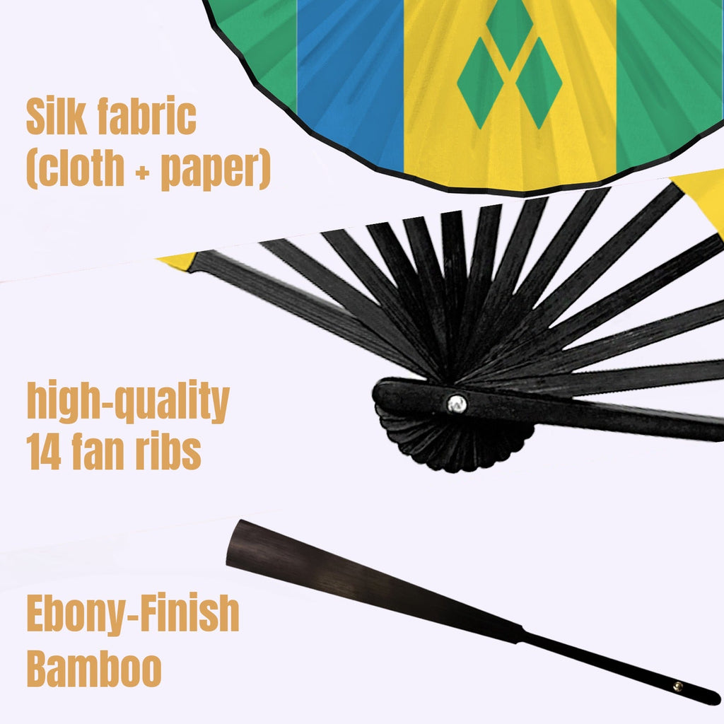 St Vincent Flag Double-Sided Custom Folding Fan - Conscious Apparel Store