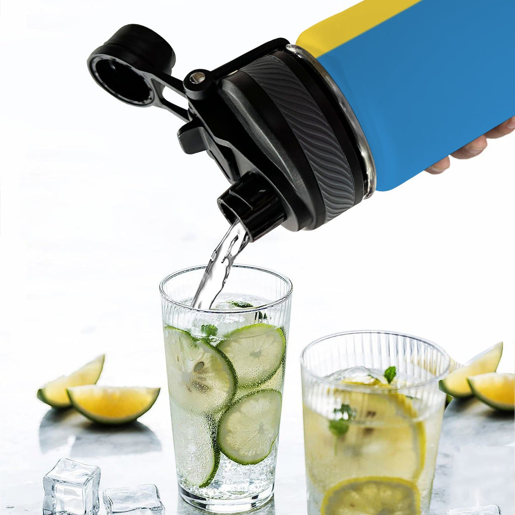 St Vincent Flag Insulated Water Bottle with Dual - Use Lid (18oz) - Conscious Apparel Store