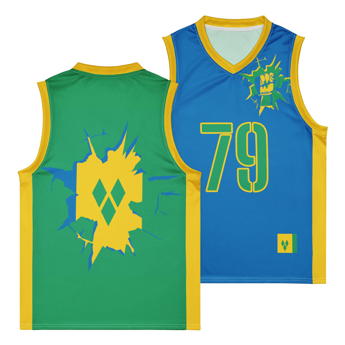 St Vincent Flag Premium Sport Jersey Tank Top - Conscious Apparel Store
