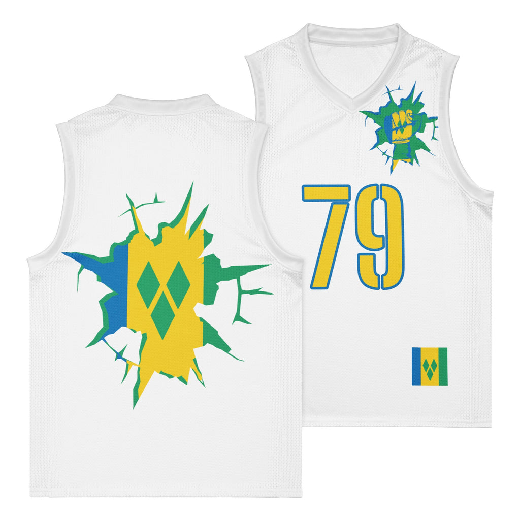 St Vincent Flag (White) Premium Sport Jersey Tank Top - Conscious Apparel Store