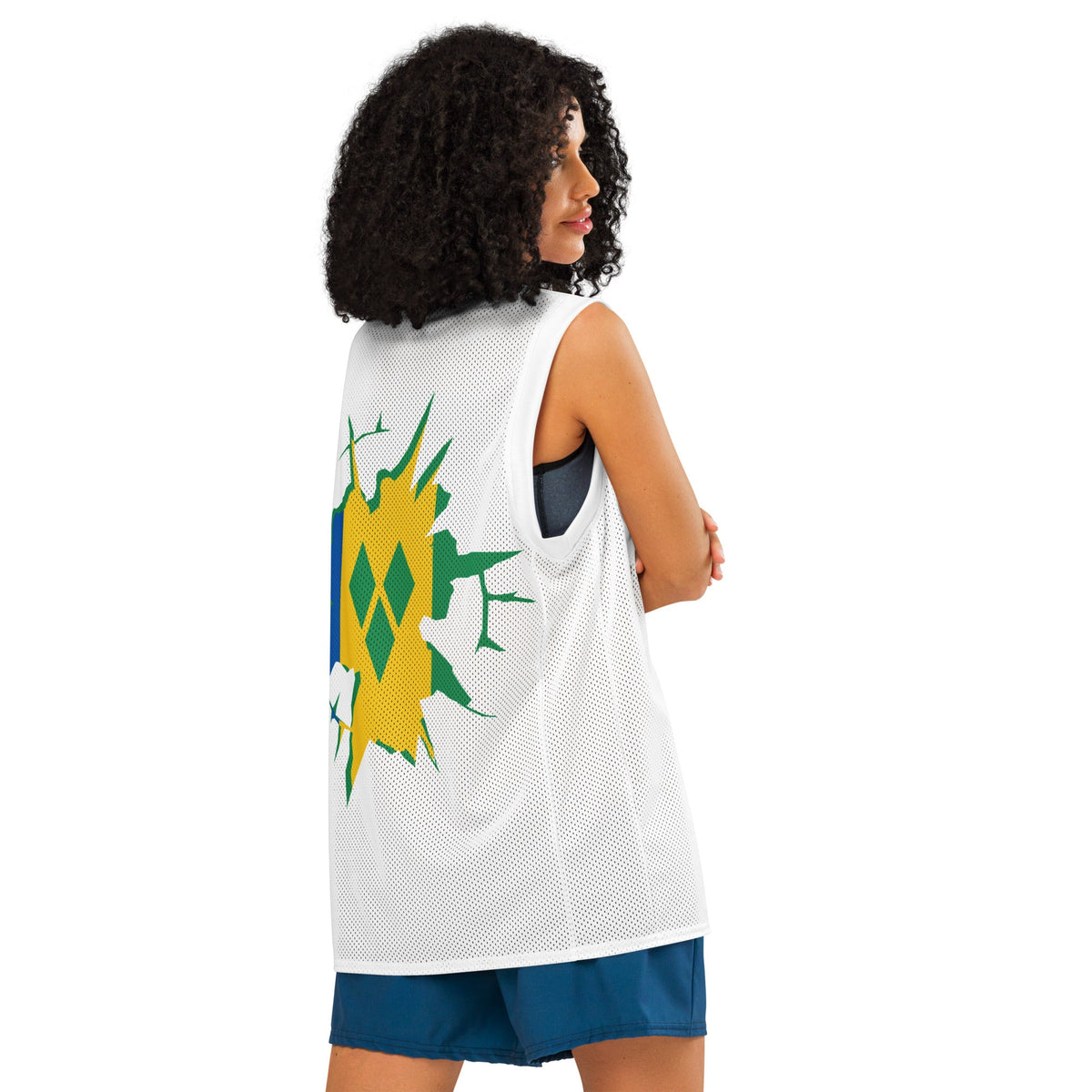 St Vincent Flag (White) Premium Sport Jersey Tank Top - Conscious Apparel Store