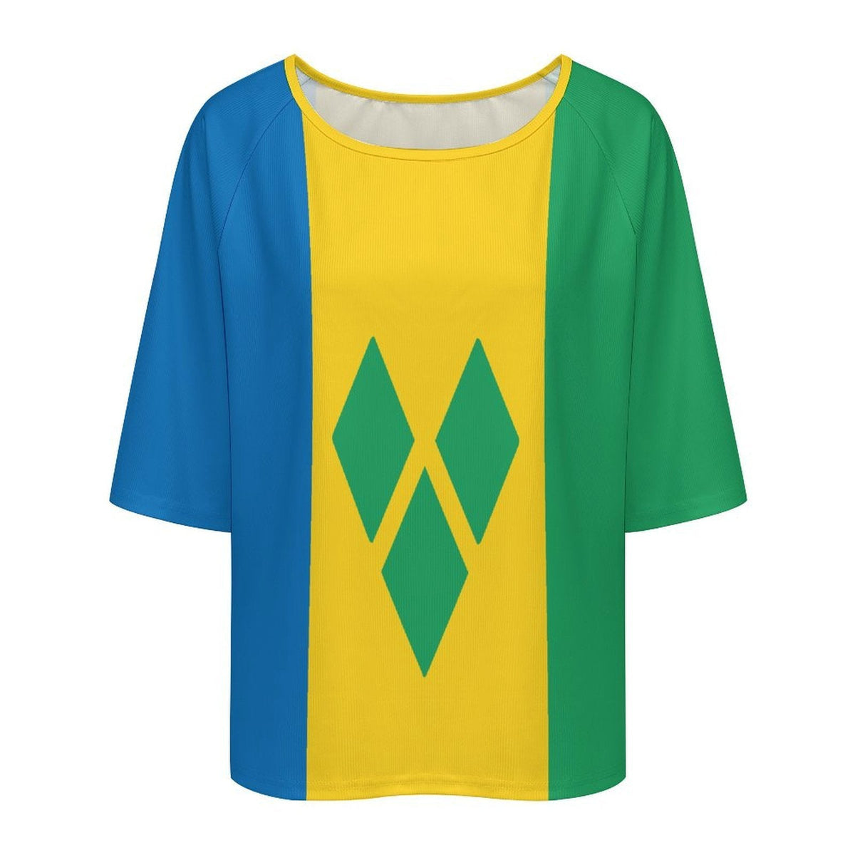 St Vincent Flag Women’s Loose Half-Sleeve Boat Neck T-Shirt - Conscious Apparel Store