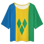 St Vincent Flag Women’s Loose Half-Sleeve Boat Neck T-Shirt - Conscious Apparel Store