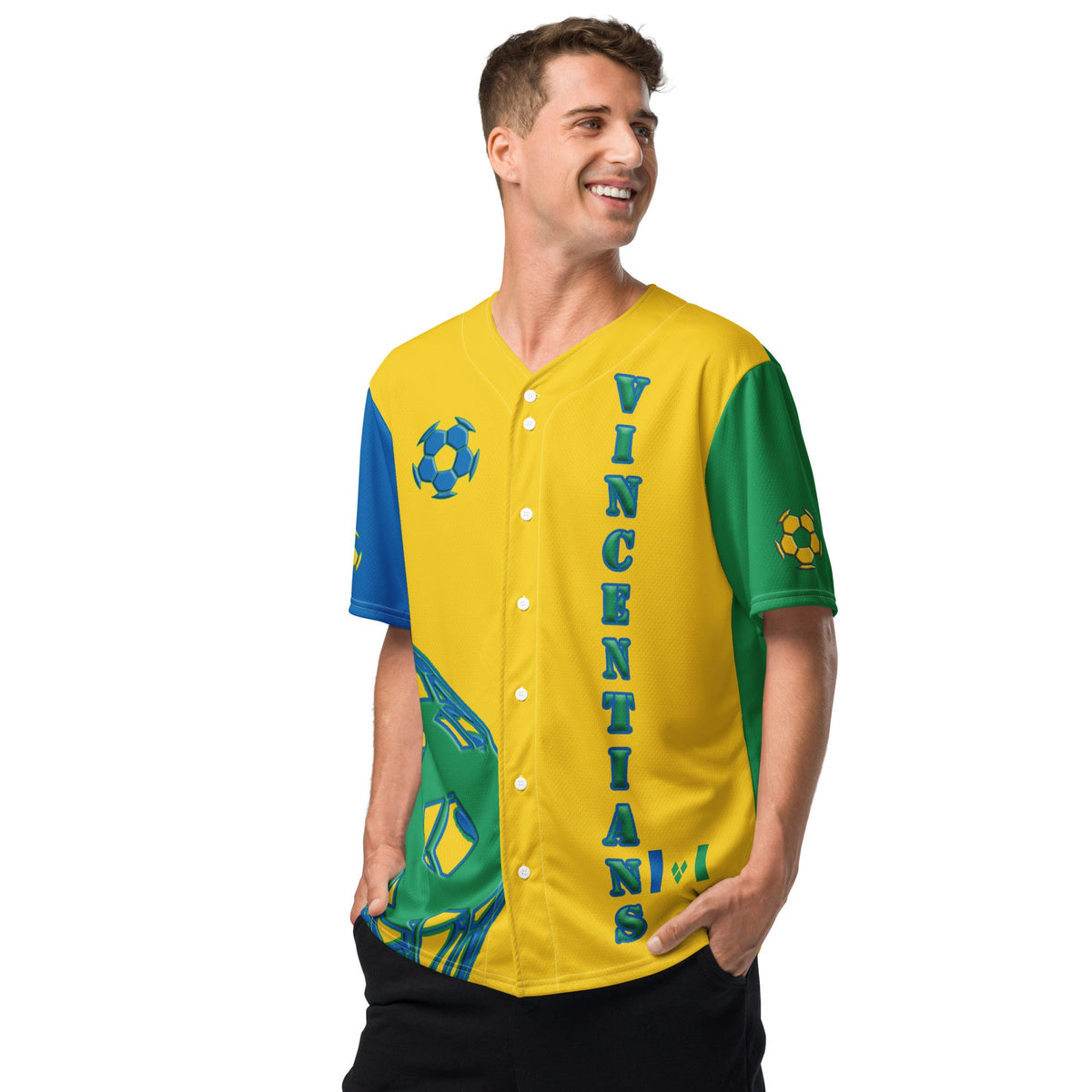 St Vincent Football Themed Button-Down Sport Jersey - Conscious Apparel Store