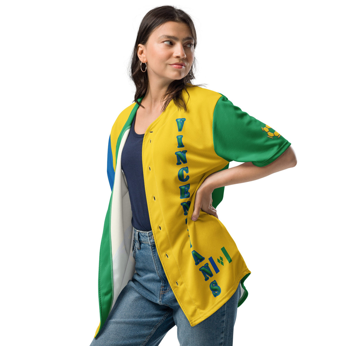 St Vincent Football Themed Button-Down Sport Jersey - Conscious Apparel Store