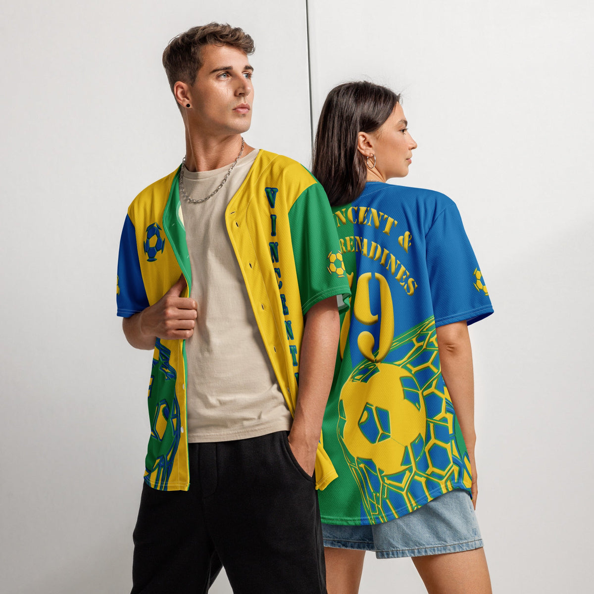 St Vincent Football Themed Button-Down Sport Jersey - Conscious Apparel Store