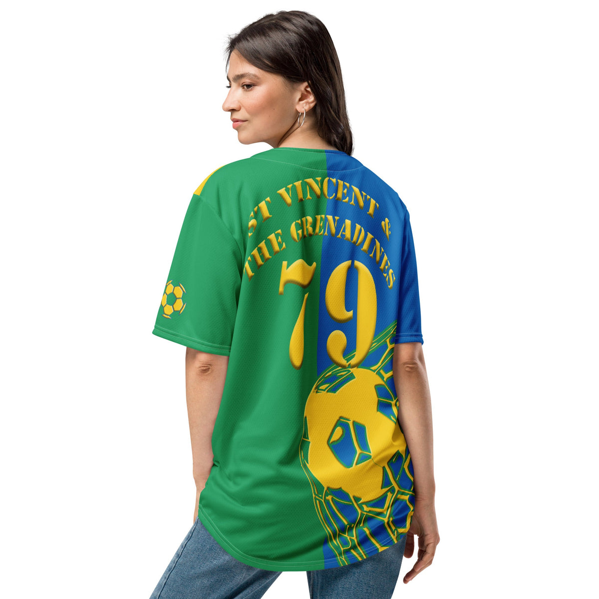 St Vincent Football Themed Button-Down Sport Jersey - Conscious Apparel Store