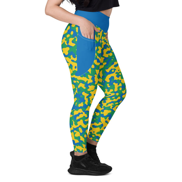 St Vincent & The Grenadines Flag Camo Leggings with pockets - Conscious Apparel Store