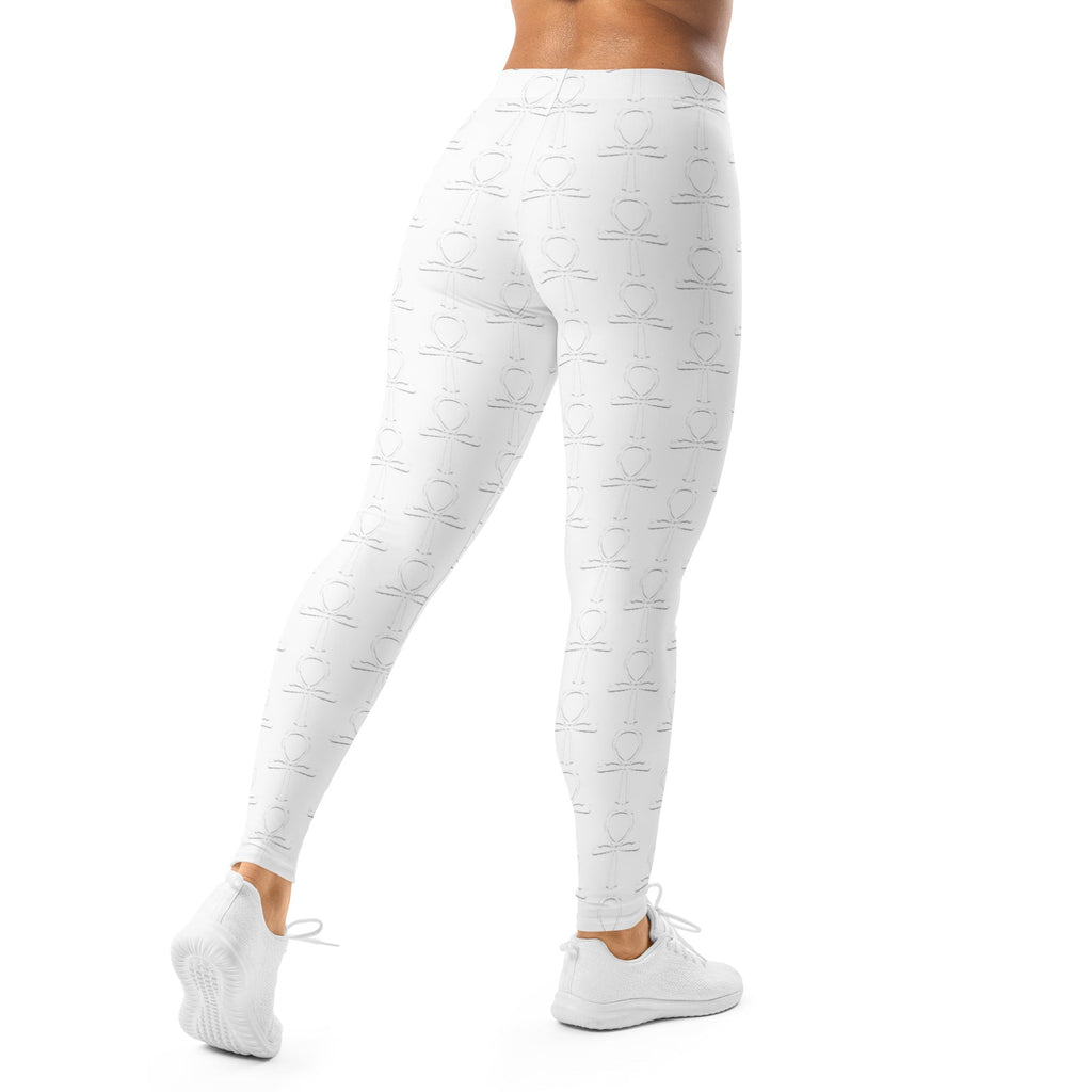 Subliminal Egyptian Ankh Cross (White) Leggings (6 Color Available) - Conscious Apparel Store
