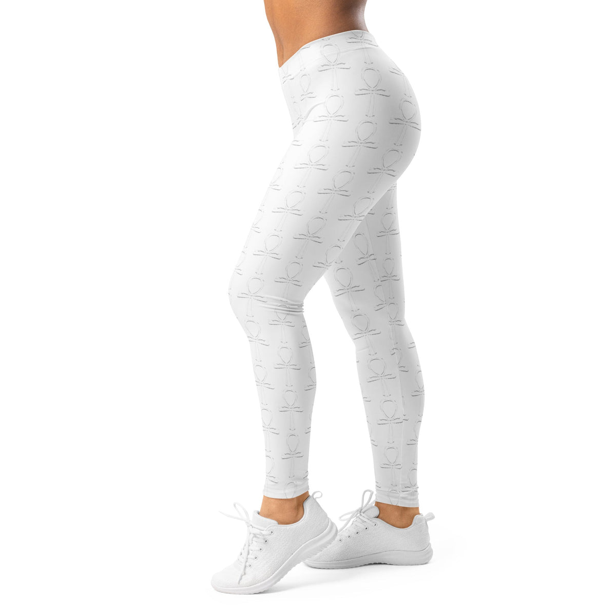 Subliminal Egyptian Ankh Cross (White) Leggings (6 Color Available) - Conscious Apparel Store
