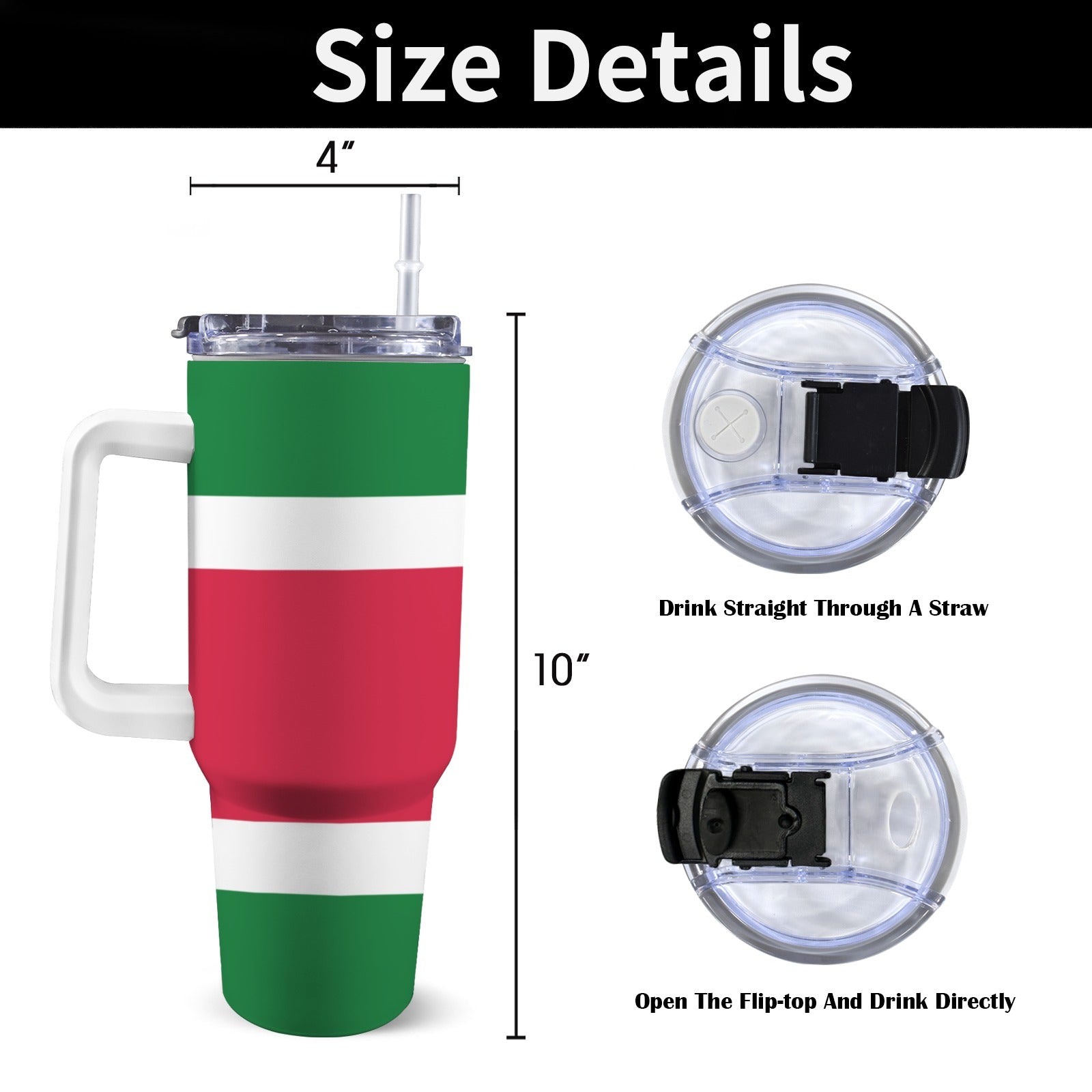 Suriname Flag 40oz Tumbler with White Handle - Conscious Apparel Store