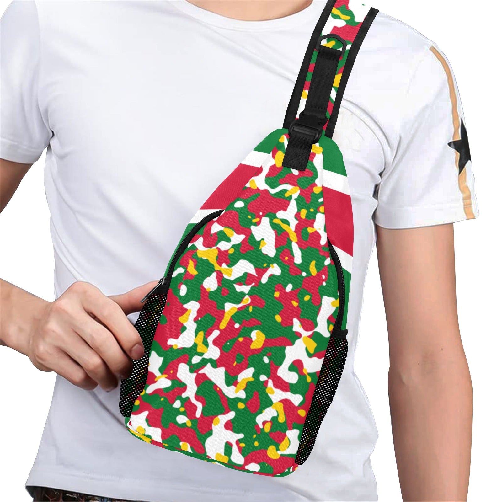 Suriname Flag Camo Men's Casual Chest Bag - Conscious Apparel Store
