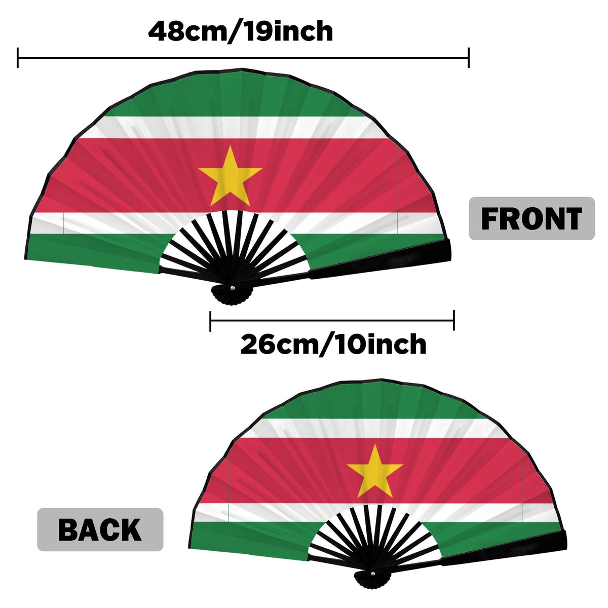 Suriname Flag Double-Sided Custom Folding Fan - Conscious Apparel Store
