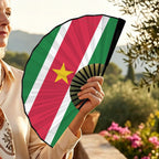 Suriname Flag Double-Sided Custom Folding Fan - Conscious Apparel Store