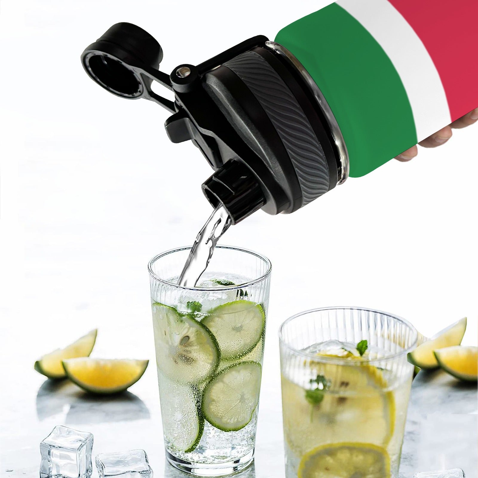 Suriname Flag Insulated Water Bottle with Dual - Use Lid (18oz) - Conscious Apparel Store