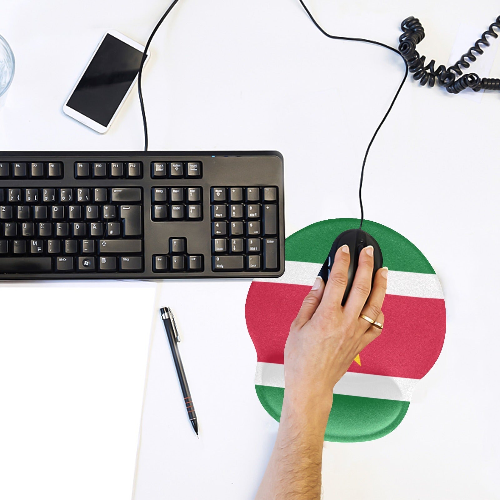 Suriname Flag Mouse Pad with Wrist Rest Support - Conscious Apparel Store