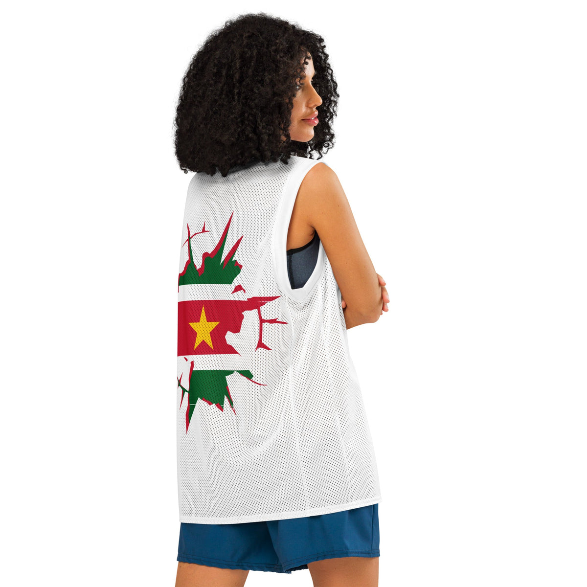 Suriname Flag (White) Premium Sport Jersey Tank Top - Conscious Apparel Store