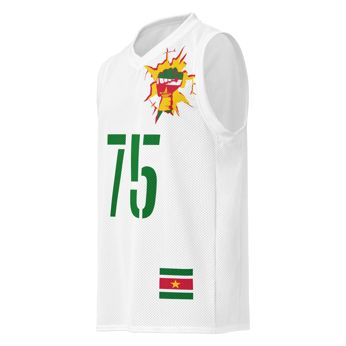Suriname Flag (White) Premium Sport Jersey Tank Top - Conscious Apparel Store