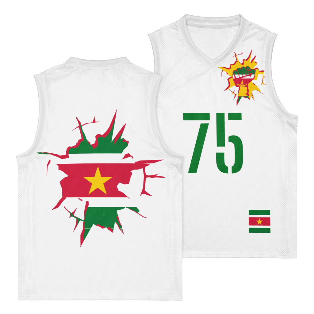 Suriname Flag (White) Premium Sport Jersey Tank Top - Conscious Apparel Store