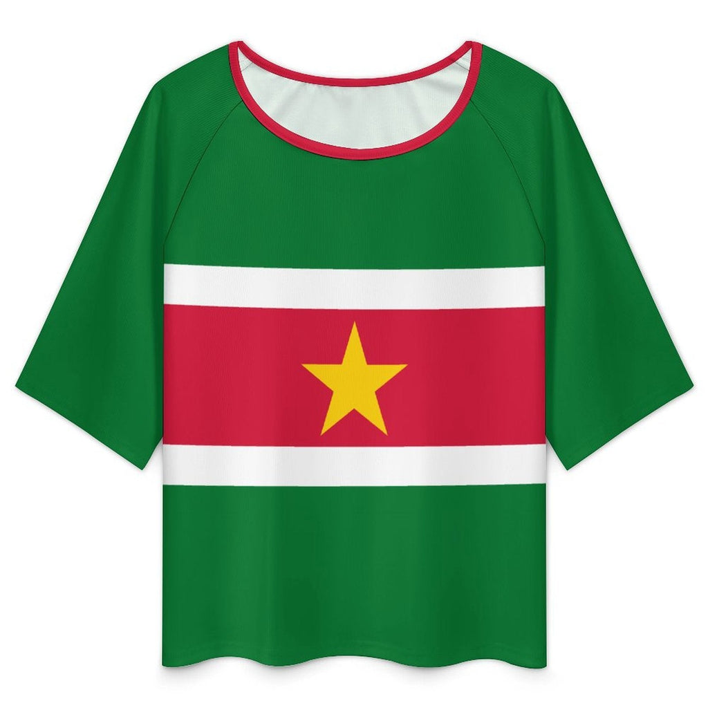 Suriname Flag Women’s Loose Half-Sleeve Boat Neck T-Shirt - Conscious Apparel Store