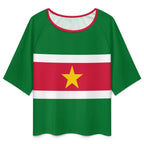 Suriname Flag Women’s Loose Half-Sleeve Boat Neck T-Shirt - Conscious Apparel Store