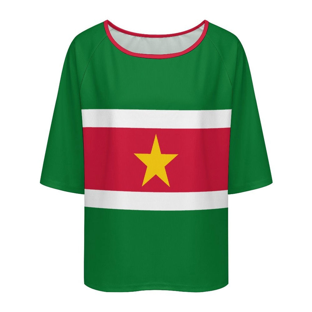 Suriname Flag Women’s Loose Half-Sleeve Boat Neck T-Shirt - Conscious Apparel Store