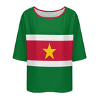 Suriname Flag Women’s Loose Half-Sleeve Boat Neck T-Shirt - Conscious Apparel Store
