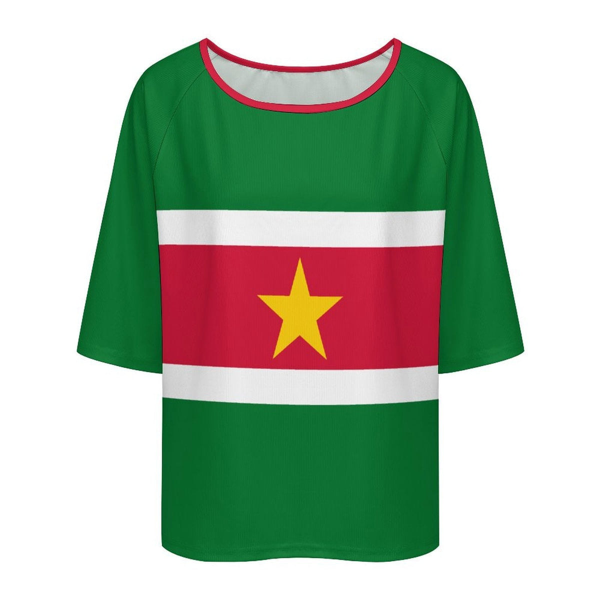 Suriname Flag Women’s Loose Half-Sleeve Boat Neck T-Shirt - Conscious Apparel Store