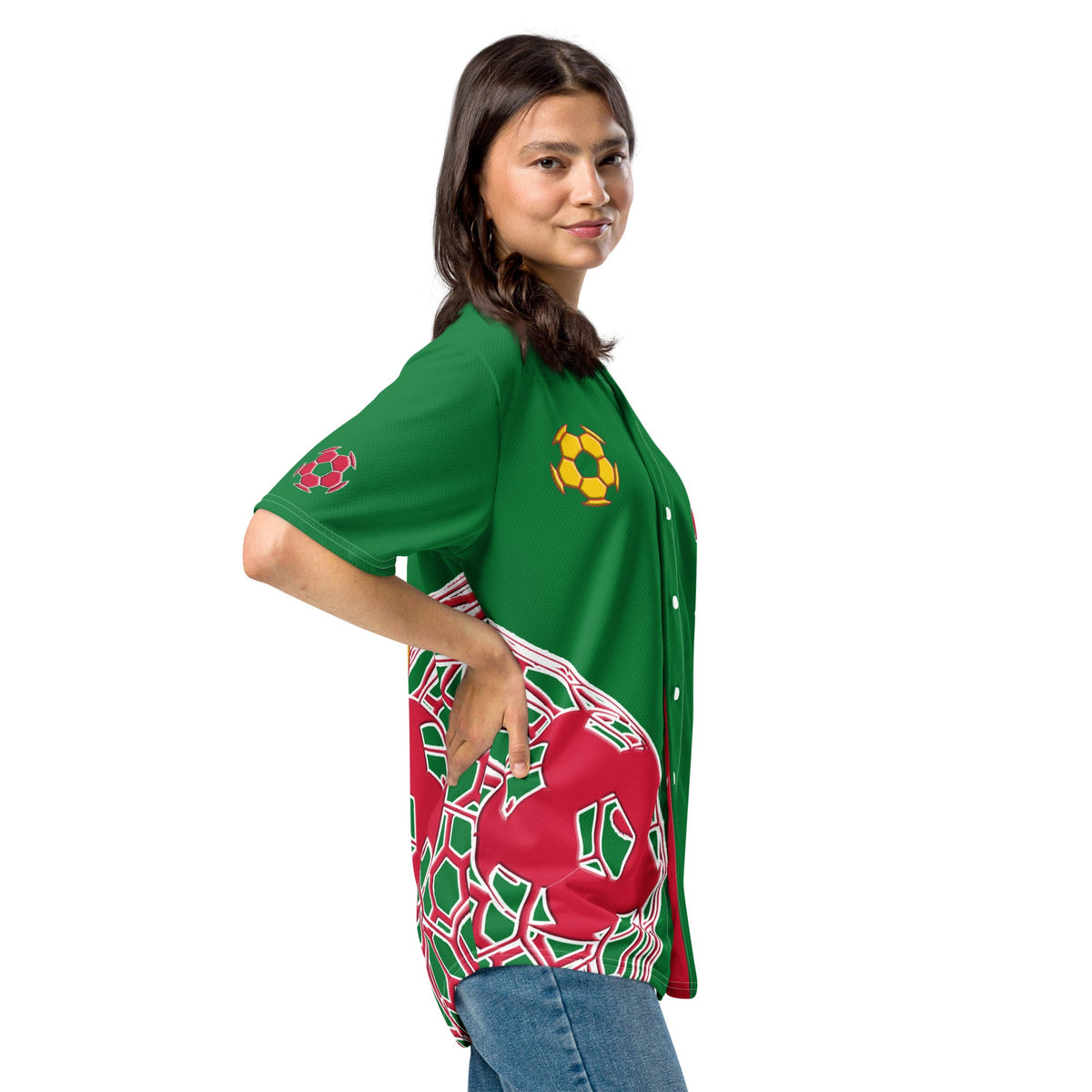Suriname Football Themed Button-Down Sport Jersey - Conscious Apparel Store
