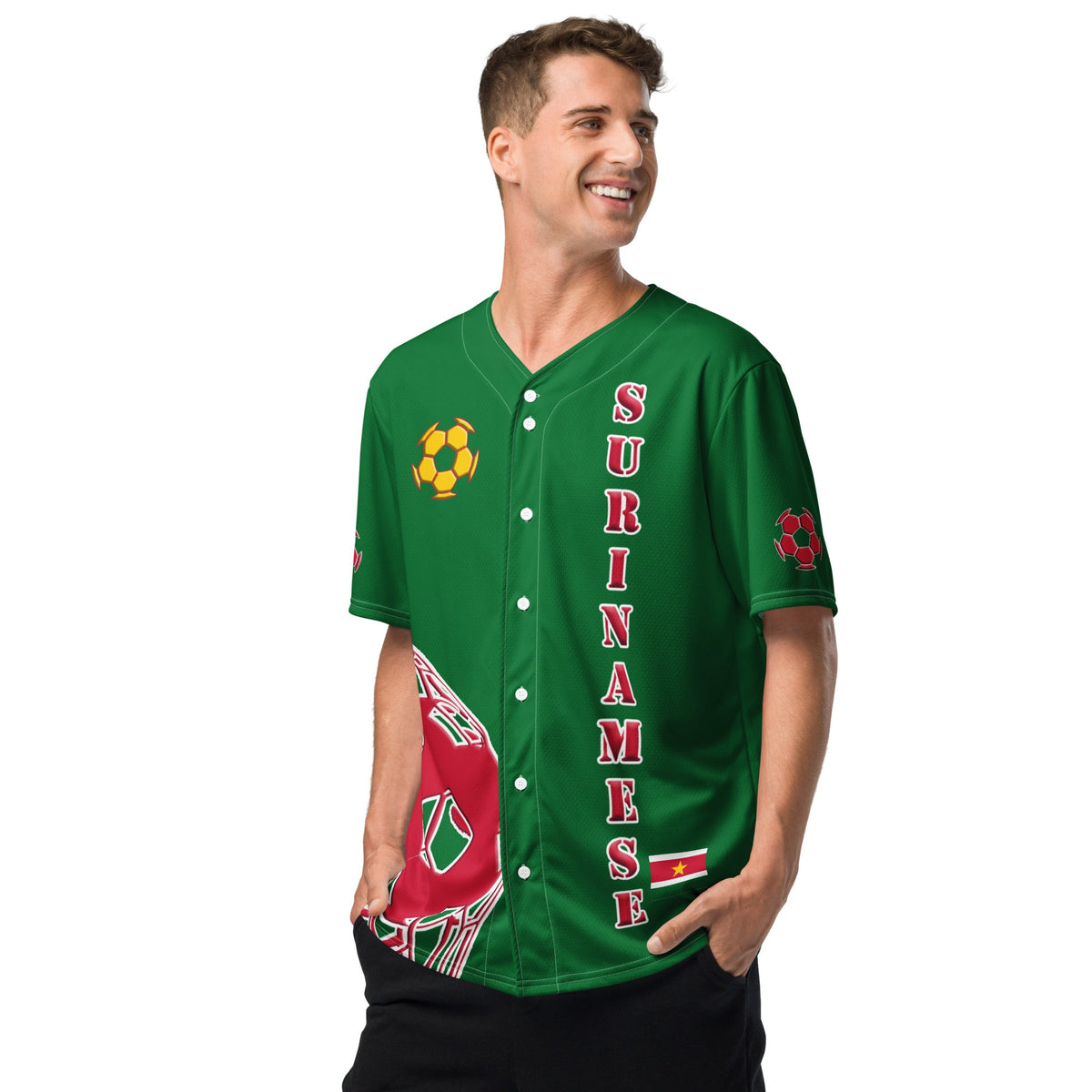 Suriname Football Themed Button-Down Sport Jersey - Conscious Apparel Store