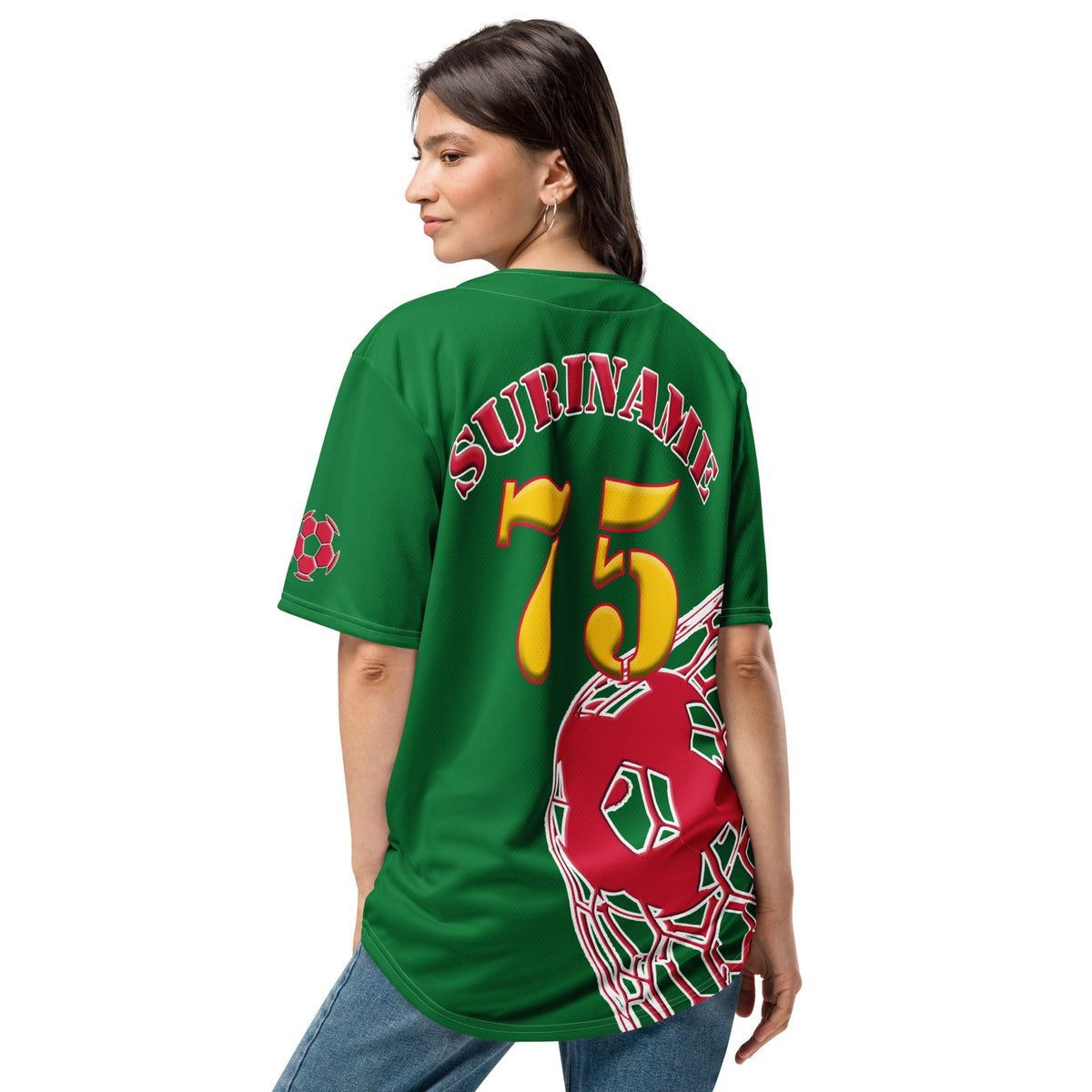 Suriname Football Themed Button-Down Sport Jersey - Conscious Apparel Store