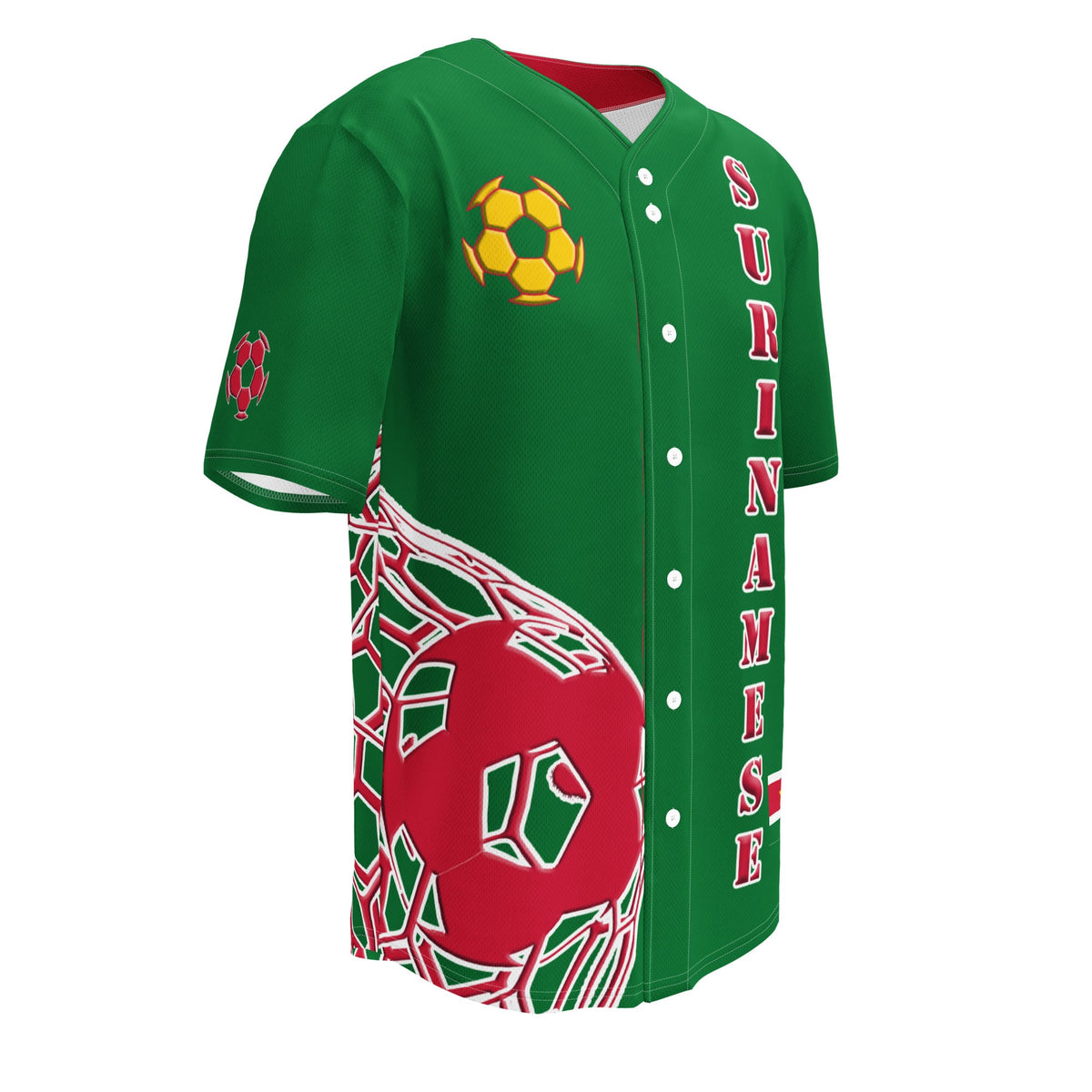 Suriname Football Themed Button-Down Sport Jersey - Conscious Apparel Store