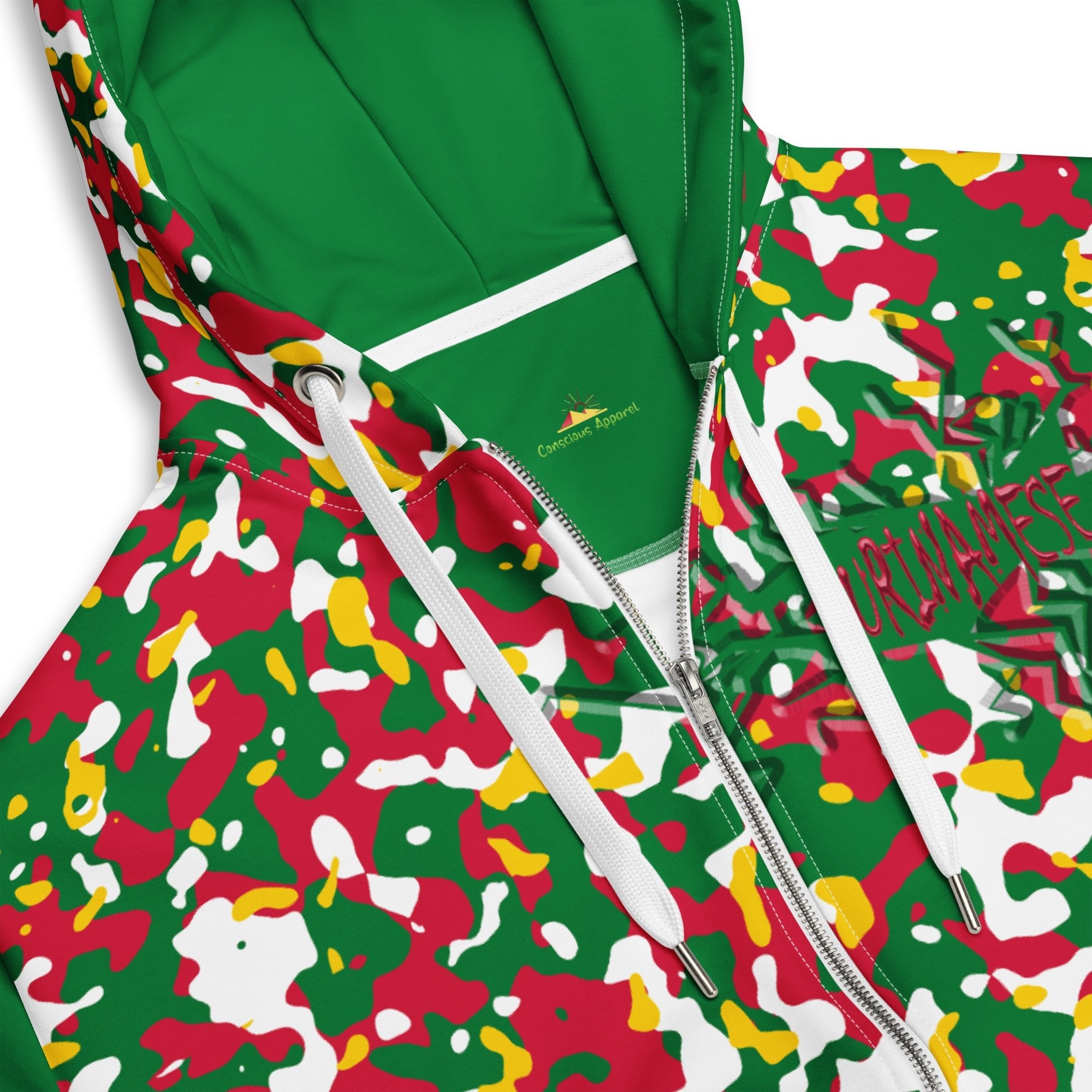 Surinamese Flag Camo Unisex zip hoodie - Conscious Apparel Store