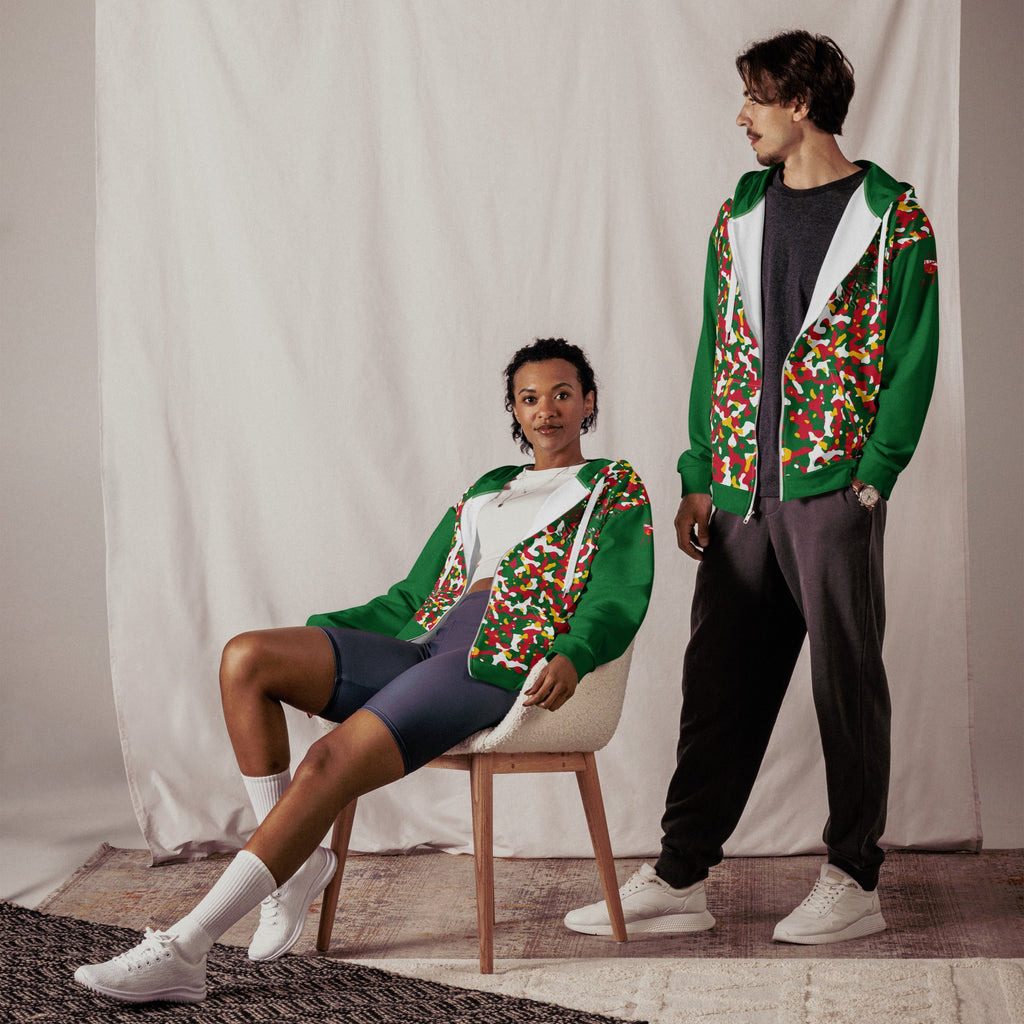 Surinamese Flag Camo Unisex zip hoodie - Conscious Apparel Store