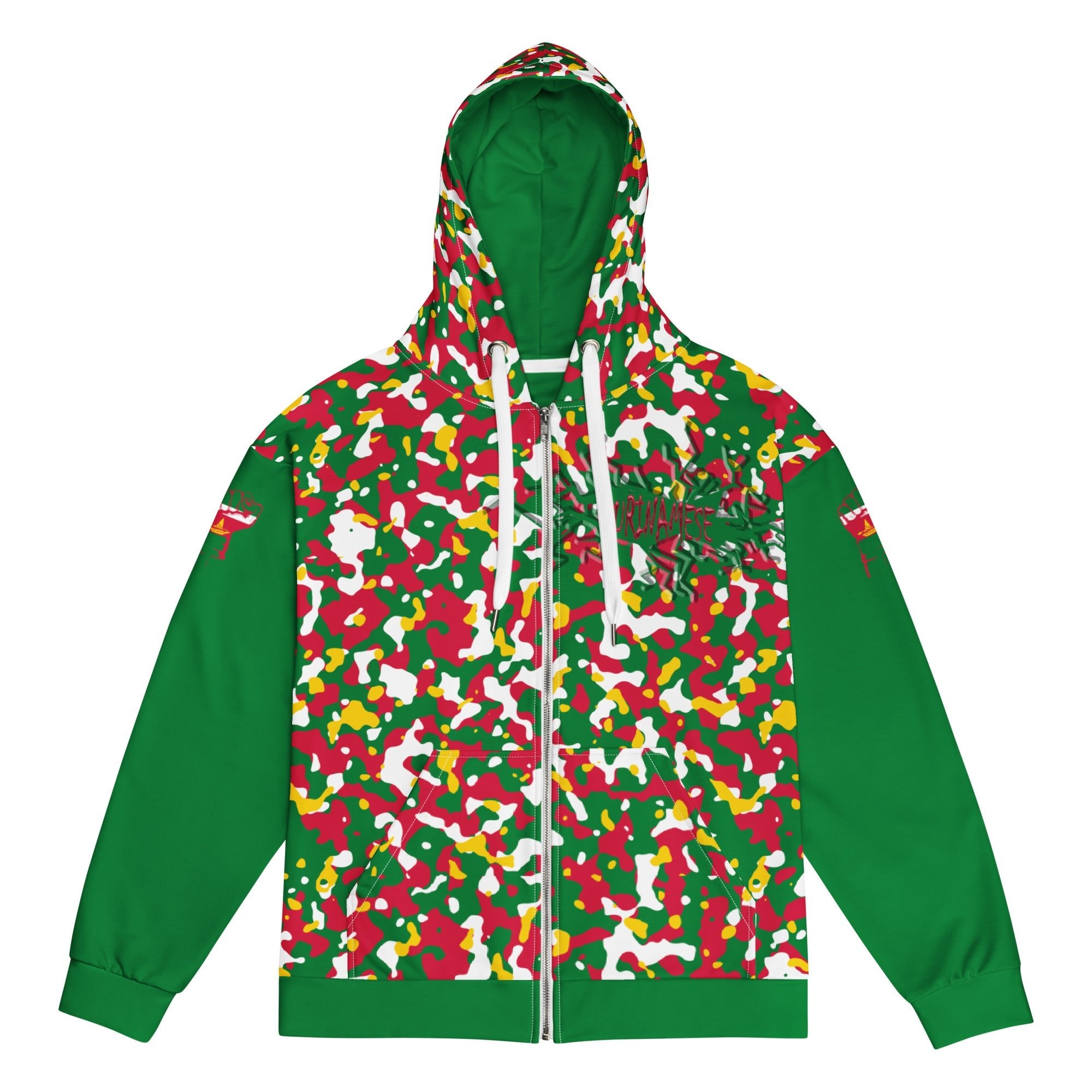 Surinamese Flag Camo Unisex zip hoodie - Conscious Apparel Store