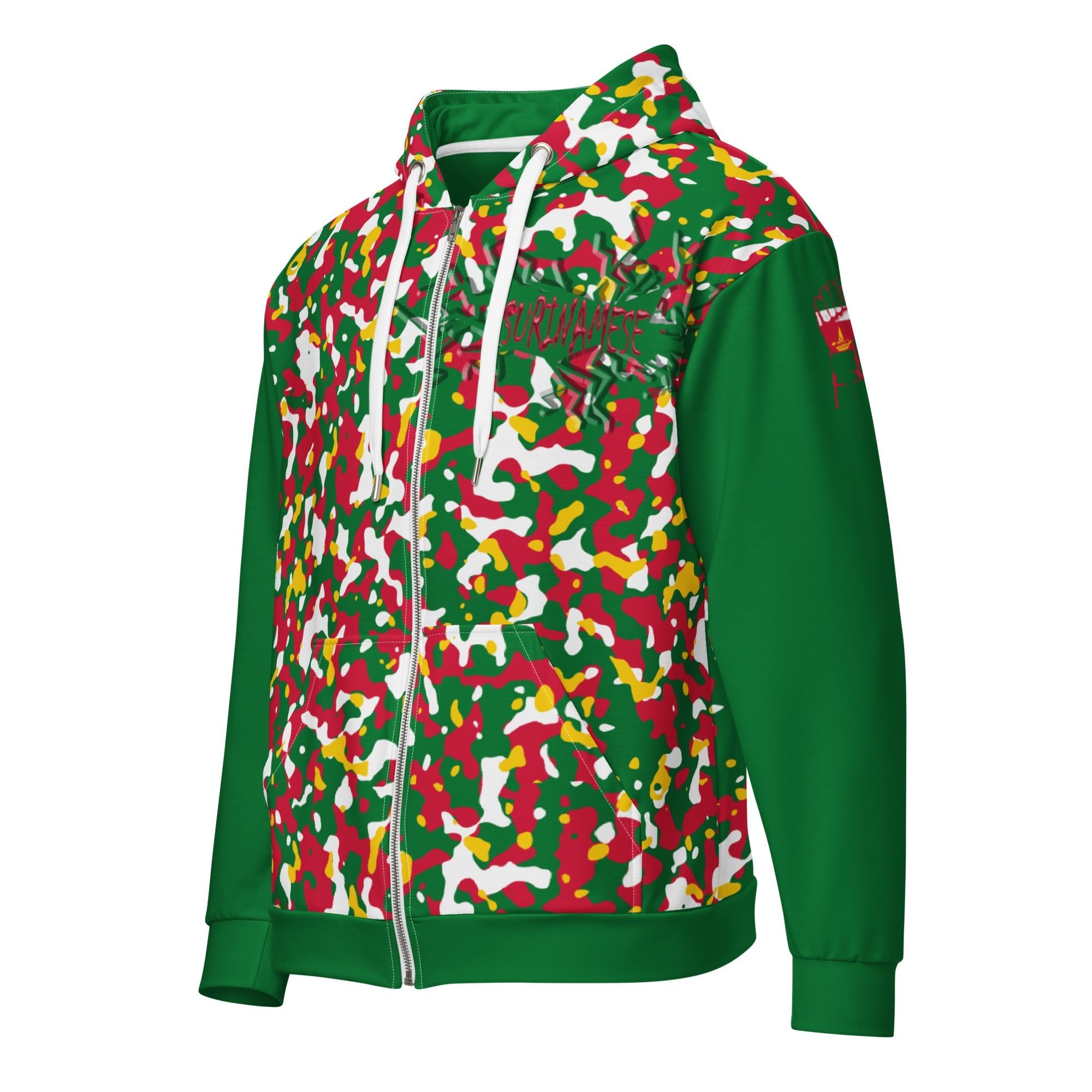 Surinamese Flag Camo Unisex zip hoodie - Conscious Apparel Store