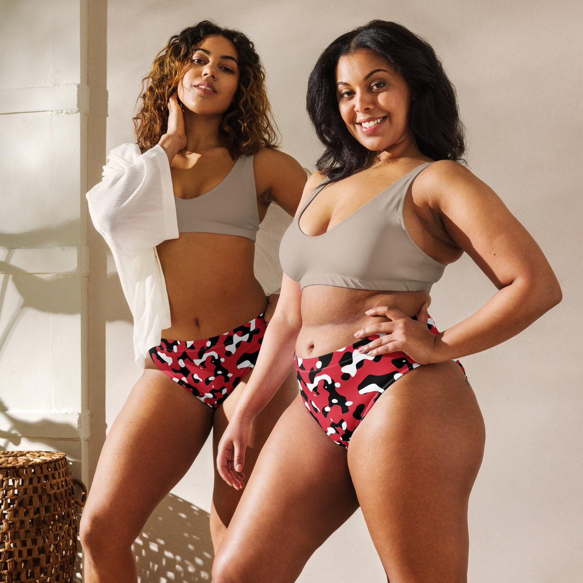 Trinidad & Tobago Flag Camo high-waisted bikini bottom - Conscious Apparel Store