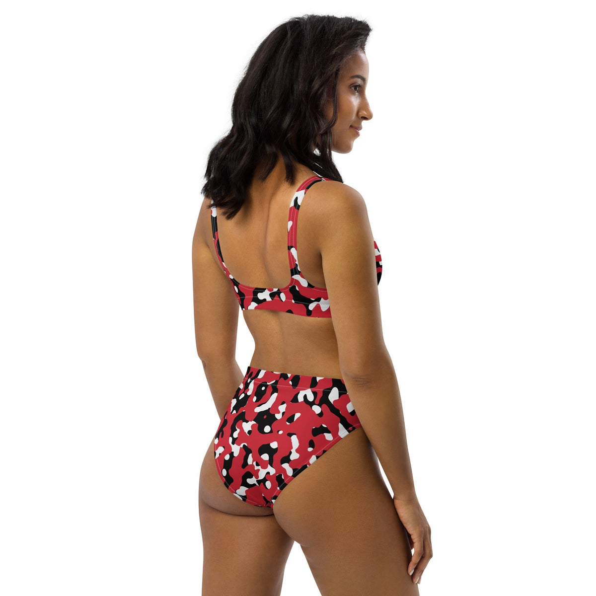 Trinidad & Tobago Flag Camo Recycled high-waisted bikini - Conscious Apparel Store