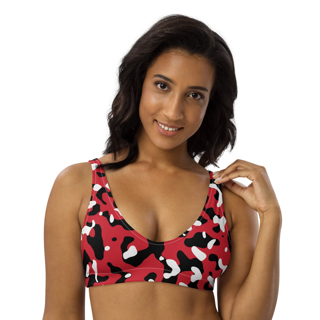 Trinidad & Tobago Flag Camo Recycled padded bikini top - Conscious Apparel Store