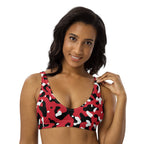 Trinidad & Tobago Flag Camo Recycled padded bikini top - Conscious Apparel Store
