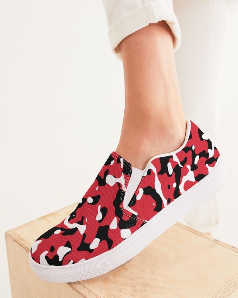 Trinidad & Tobago Flag Camo Women's Slip-On Canvas Shoe - Conscious Apparel Store