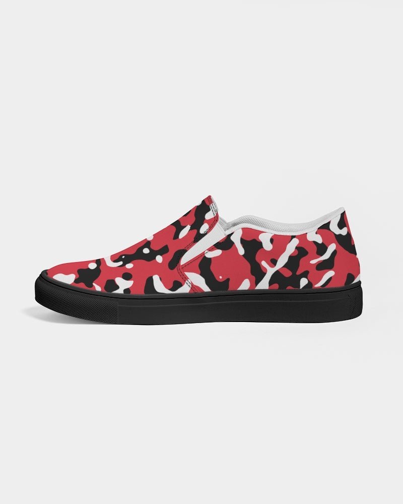 Trinidad & Tobago Flag Camo Women's Slip-On Canvas Shoe - Black - Conscious Apparel Store