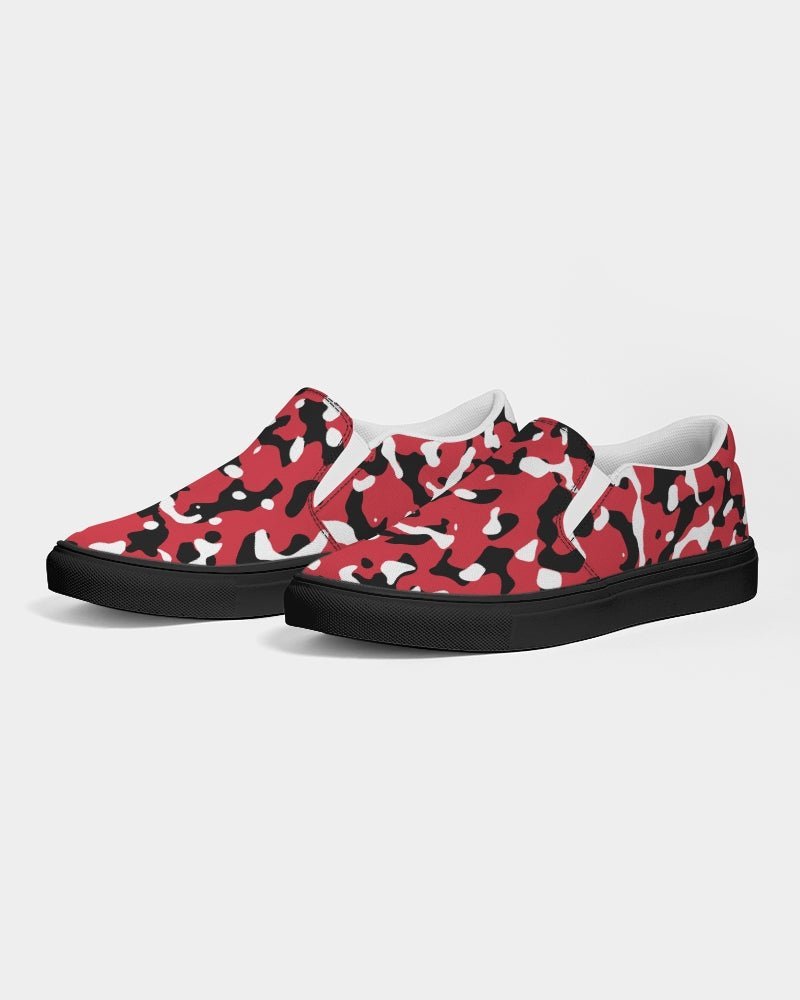 Trinidad & Tobago Flag Camo Women's Slip-On Canvas Shoe - Black - Conscious Apparel Store