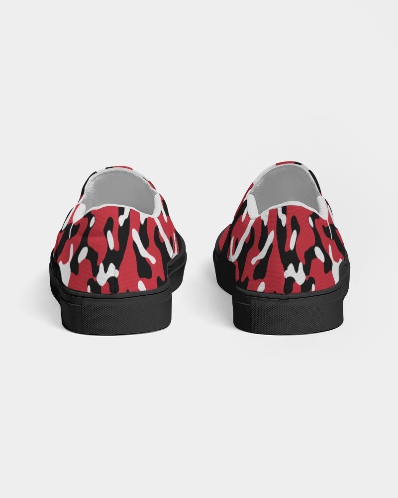 Trinidad & Tobago Flag Camo Women's Slip-On Canvas Shoe - Black - Conscious Apparel Store